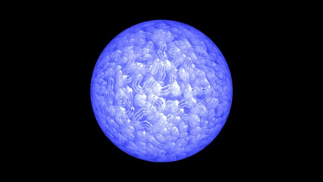 Sphere energy blue orb ghost ball surface on the black screen background