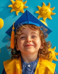 Poster for a young child's graduation. The topic is the future is bright. Use bright, inspiring...