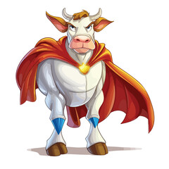 Cartoon super cow. Vector clip art illustration wit