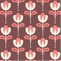Art Deco Botanicals Flowers background pattern wallpaper vector