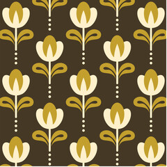 Art Deco Botanicals Flowers background pattern wallpaper vector