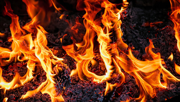 blaze fire flame texture background; abstract image of burning coals
