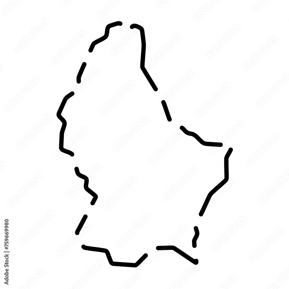 Wall mural Luxembourg country simplified map. Black broken outline contour on white background. Simple vector icon - Wall murals