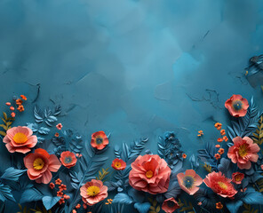 color flowers on a blue background