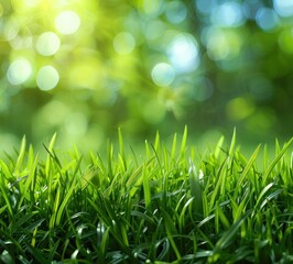 green grass background with bright bokeh and a beautiful green color