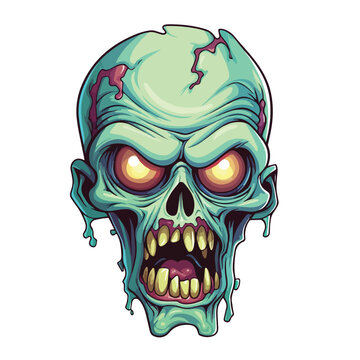 Cartoon zombie head. Vector illustration with simple