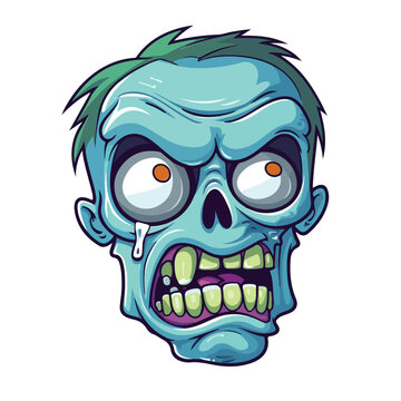 Cartoon zombie head. Vector illustration with simple