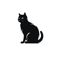 Cat mascot pet silhouette icon vector illustration