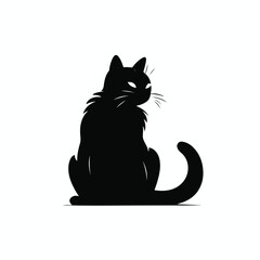 Cat mascot pet silhouette icon vector illustration