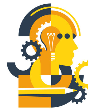 recommend clip art: Pattern with head, gearbox and lightbulb