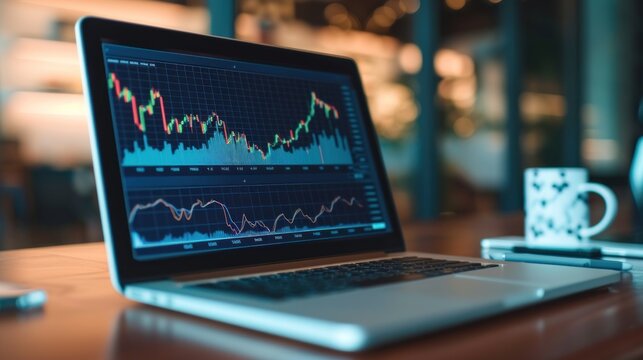 investment chart analysis. finances, on a computer screen