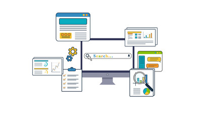 パソコンと検索画面の背景　白背景