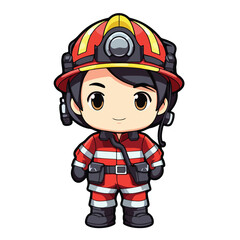 Chibi firefighter line art illustration