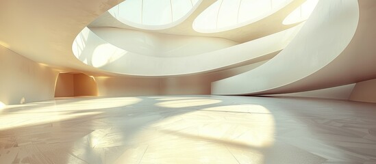 Abstract modern architecture with empty open space interior .