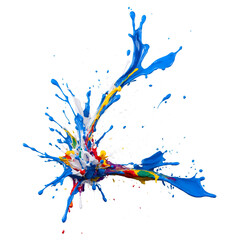 colorful paint splashes isolated on a transparent background for compositing