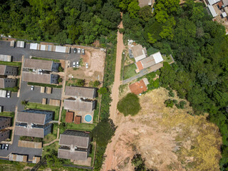 Aerial top down in tropical city of Cuiaba Mato Grosso