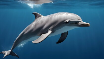 A Dolphin Diving Deep Into The Ocean Depths