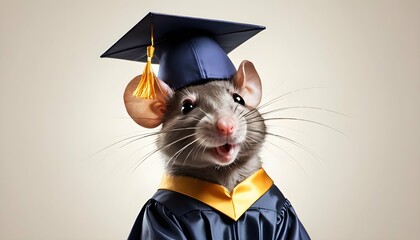 A Rat Wearing A Graduation Cap Celebrating An Aca