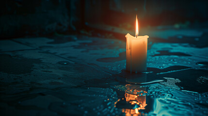 burning candle in the dark concept of hope in difficult times of life 