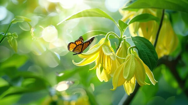 beautiful flower views with very beautiful butterflies. seamless looping time-lapse virtual 4k video Animation Background.