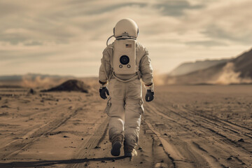 Astronaut exploring distant planet