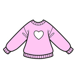 Casual long sleeve with heart print color variation on a white background