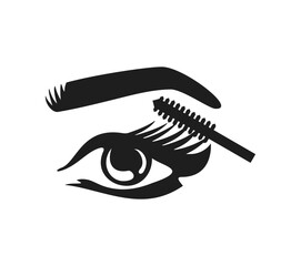 Eyelash brush icon with woman eye - for labeling