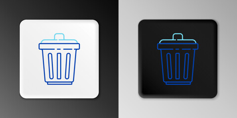 Line Trash can icon isolated on grey background. Garbage bin sign. Recycle basket icon. Office trash icon. Colorful outline concept. Vector