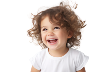 Smiling Little Girl Portrait: A Joyful Expression of Youthful Beauty,Isolated on a transparent background.
