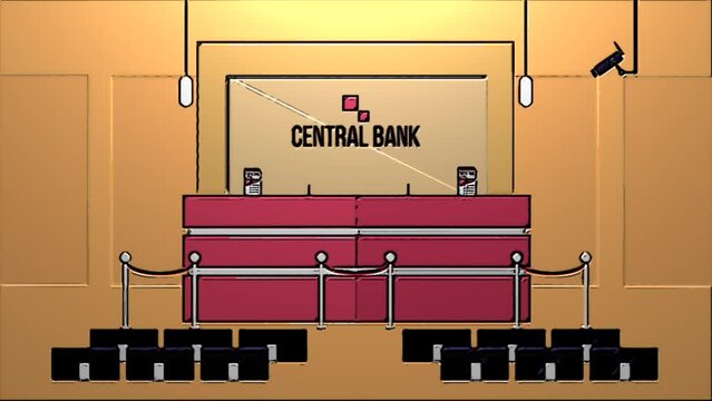 Video animation of a place , namely bank