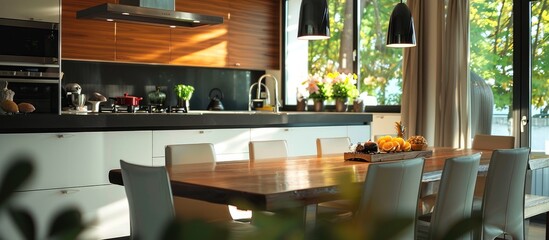 Modern and sophisticated kitchen and dining space