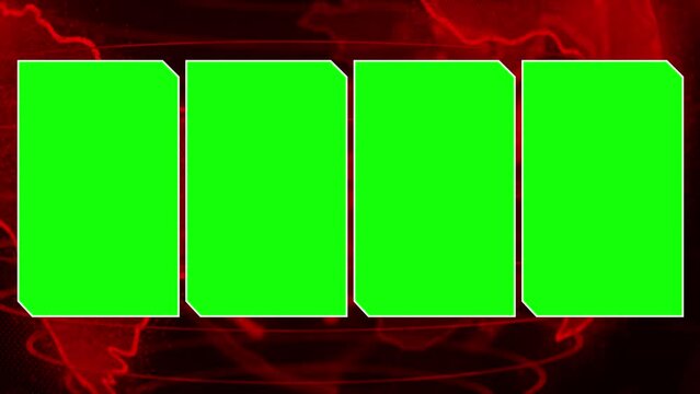 News Studio Template with 4 Green Screen Windows. Dynamic News Background with Green Screens