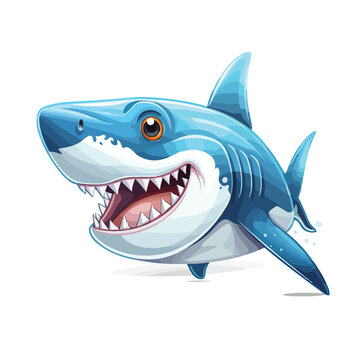 Cool cartoon shark. Vector illustration with simple
