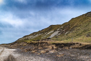 Hiking trail around Svinklovene natural cliffs in Thy, Denmark