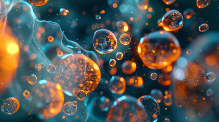 Nanoparticles interacting with biological molecules in a controlled environment. 8K
