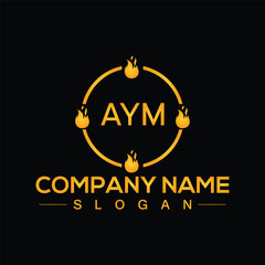 Modern letter AYM alphabet logo design with creative square symbol
