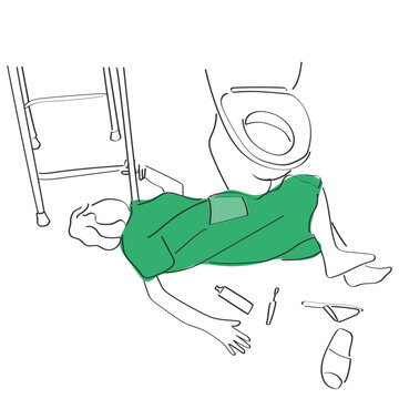 person fallen near toilet, green shirt clip art preview