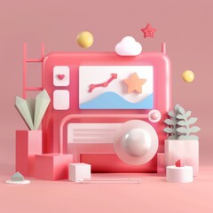 3d rendering digital marketing concept illustration