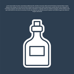 Blue line Alcohol drink Rum bottle icon isolated on blue background. Vector