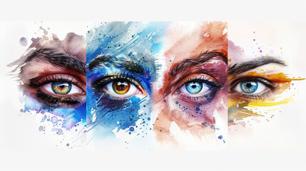 Multi colored eyes collage of different people showing Diversity and inclusion, equity and belonging	