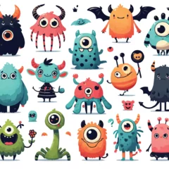 Poster Monster Free vector cheerful alien monster cartoon character with open mouth