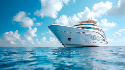 cruise ship yacht on a tour tourism vacation in the middle of sea ocean