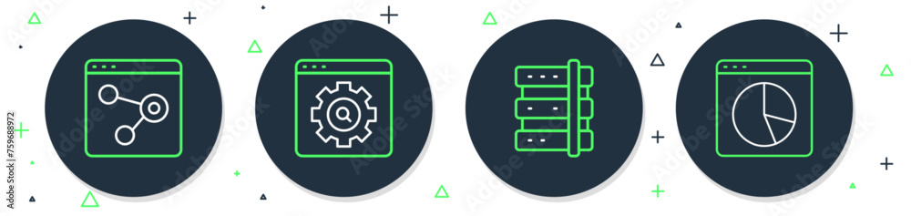 Canvas Prints set line browser setting, server, window and graph chart infographic icon. vector