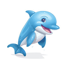 Cute cartoon dolphin. Vector illustration