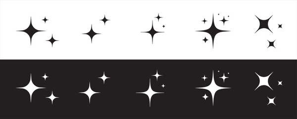 Sparkles icon set in flat style. stars, bursts, twinkling stars simple black style symbol sign for apps and website. Twinkling icon symbol. vector illustration.