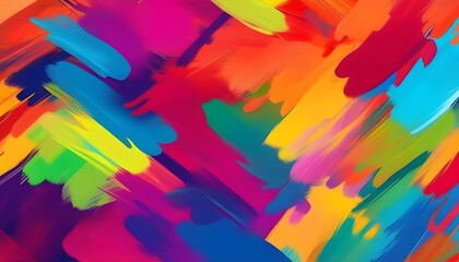 A colorful abstract painting with vibrant brush strokes