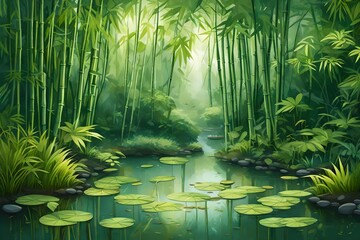bamboo forest with water
