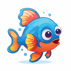 Cute cartoon fish. Vector clip art illustration 