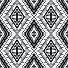 Geometric ethnic oriental ikat seamless pattern traditional design for background, carpet, wallpaper, clothing, wrapping, batik, fabric, vector illustration embroidery style.