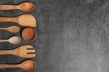 utensils on wooden background